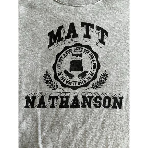 Matt Nathanson LS Crewneck Sweatshirt King Size Bed PhD Used to Be XL Gray - Picture 3 of 4